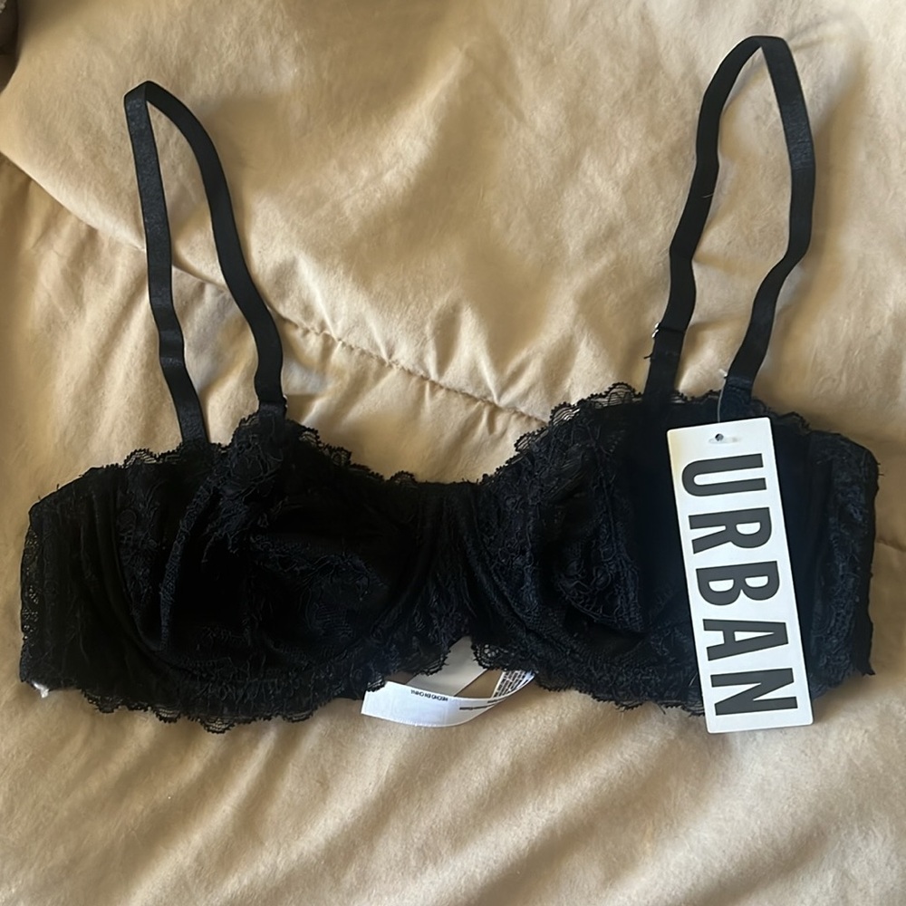 Urban Outfitters Out From Under Chantilly Lace Balconette Bra in black